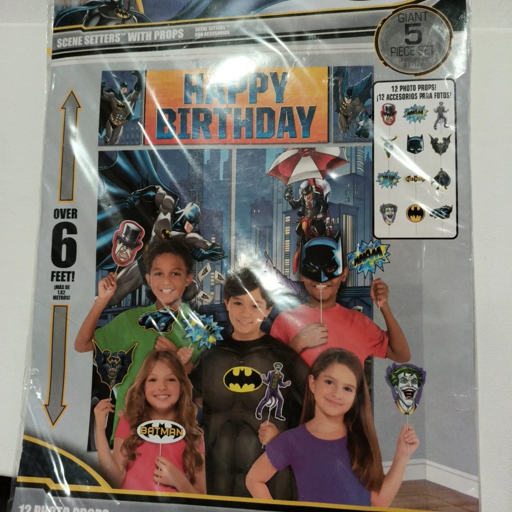 Amscan Superhero Birthday Party Backdrop Set - Blue and Black
